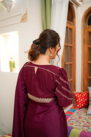 Plum Silk Stylish Saree for Womens