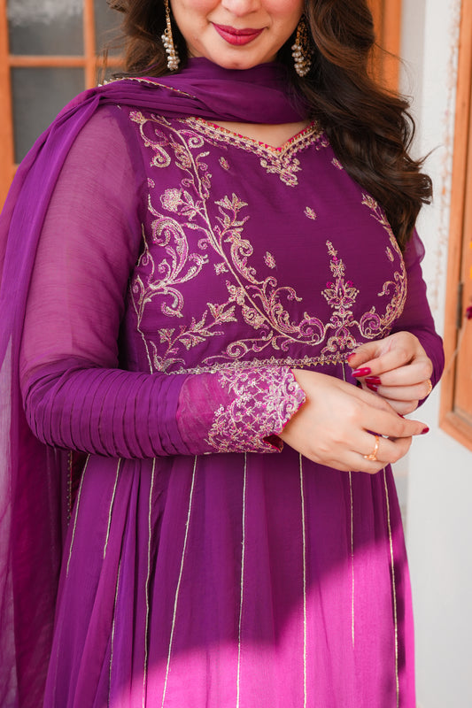 Stylish Frock & Dupatta MAALA Purple Suit for Womens 