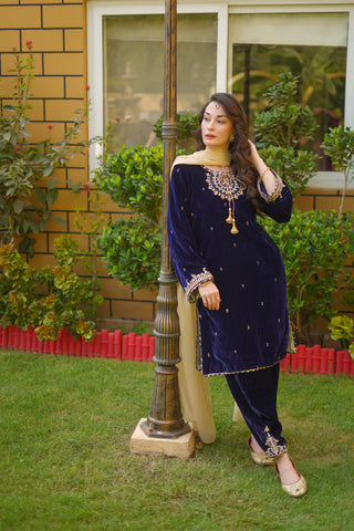 FASANA 3PC Velvet Dress Suit