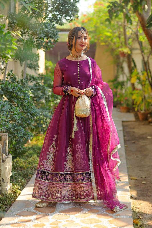 RAQS Unstitched (Frock & Duppata) - Omal